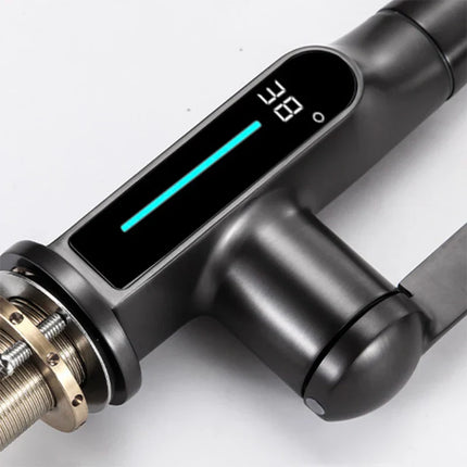 Liftable Digital Temperature Display Waterfall Basin Faucet