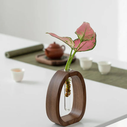 Oval Wood Frame Single Stem Vase