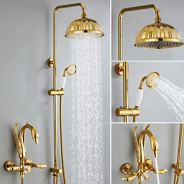 Gold Swan Design Rainfall Shower System