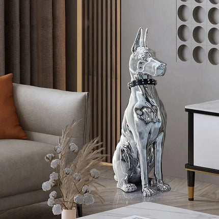 Shiny Doberman Elegant Floor Sculpture