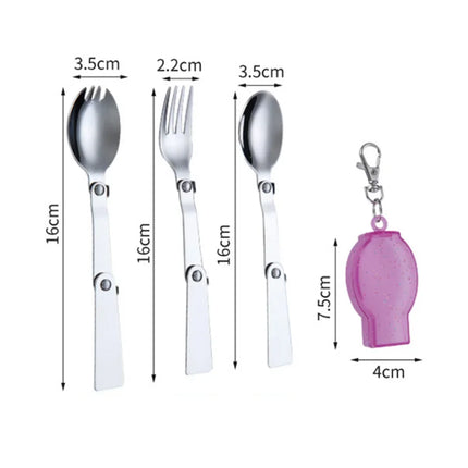 Foldable Stainless Steel Travel Spoon Fork Set