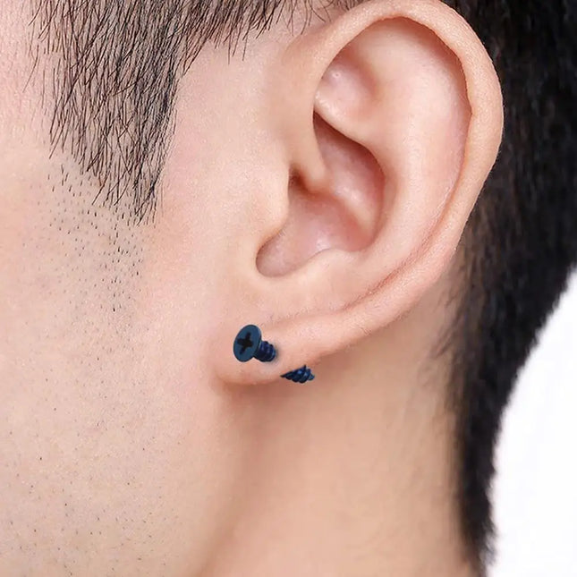 Realistic Screw Industrial Steel Earrings