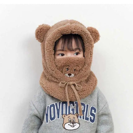 Plush Warm Bear Winter Scarf Mask