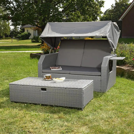 Foldable Sunshade Double Canopy Outdoor Lounge Sofa