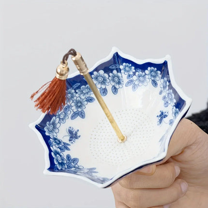 Traditional Floral Ceramic Umbrella Tea Strainer