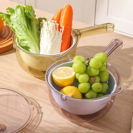 Dual-Layer Spinning Vegetable Washing Strainer