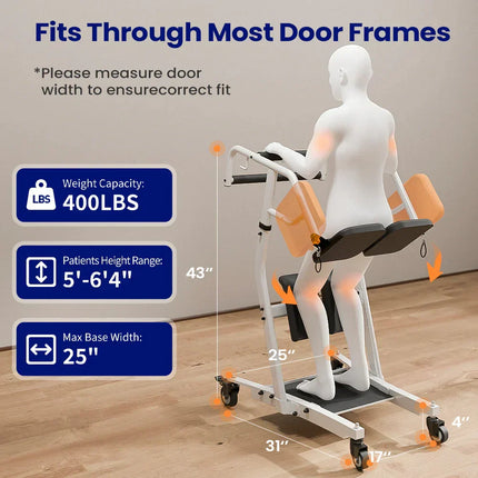 Ergonomic Patient Lift Assist Transfer Wheelchair