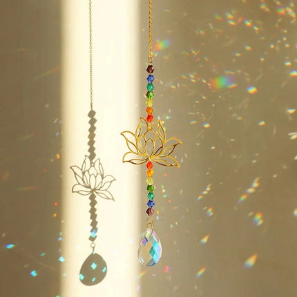 Lotus Crystal Sun Catcher Rainbow Prism