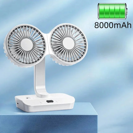 Adjustable Double-Head Portable Table Fan Night Lamp