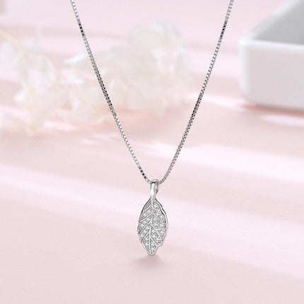Nature Sparkle Tree Leaf Pendant Necklace