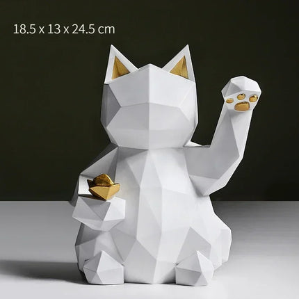 Nordic Minimalism Geometry Lucky Cat Statues