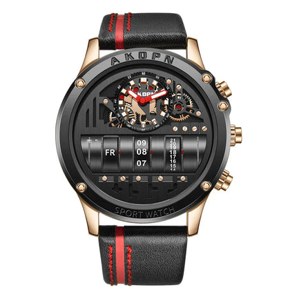 Time Capsule Rotating Calendar Engine Dial Watch