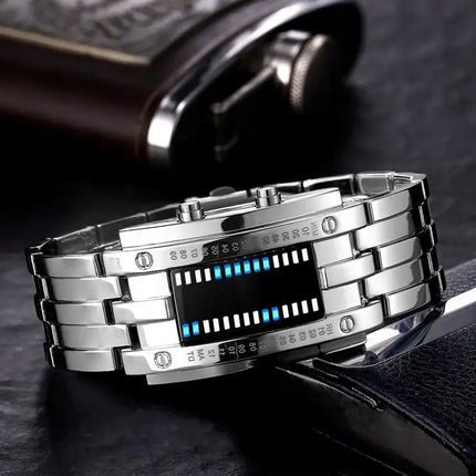 Steel Lava Binary Watch