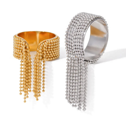 18K Gold Tassel Statement Adjustable Ring