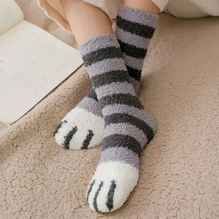 Plush Winter Cute Cat Paws Sock