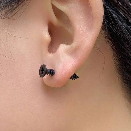 Realistic Screw Industrial Steel Earrings