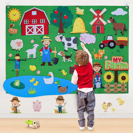 Interactive Early Learning Farm Animals Felt Story Board Set