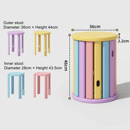 Stackable Rainbow Wooden Chair Table