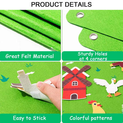 Interactive Early Learning Farm Animals Felt Story Board Set