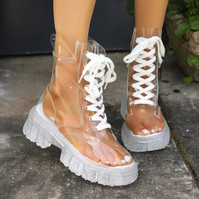 Crystal Clear Platform Rain Boots