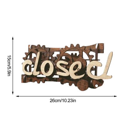 Wooden Double-Sided Reversible Open Closed Sign
