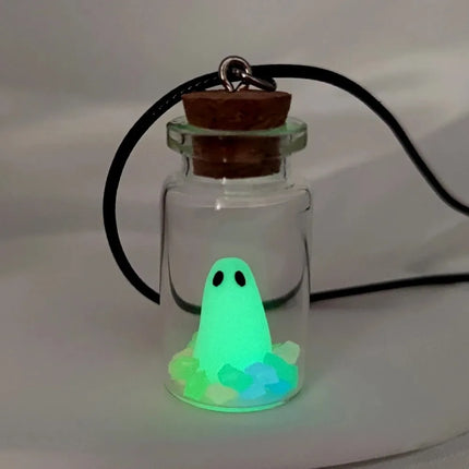 Glowing Captured Spooky Ghost Bottle Necklace