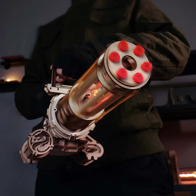 3D Puzzle Wood Rapid Fire Launcher Toy Gun