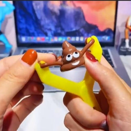 Elastic Poop Emoji Slingshot Toy