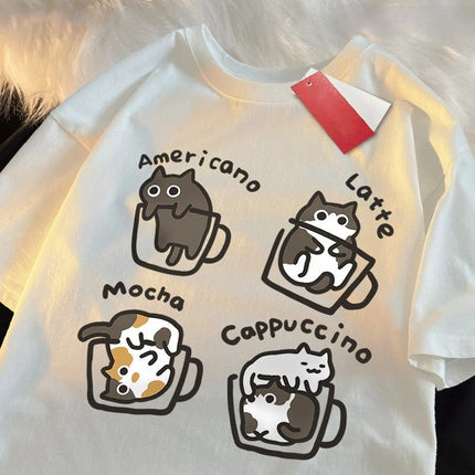 Cat Coffee Lover Funny T-Shirt