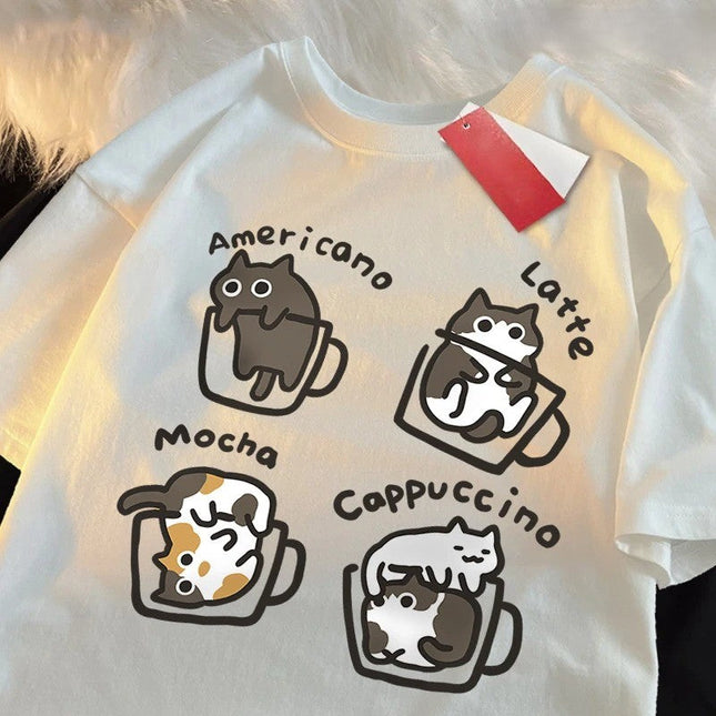 Cat Coffee Lover Funny T-Shirt