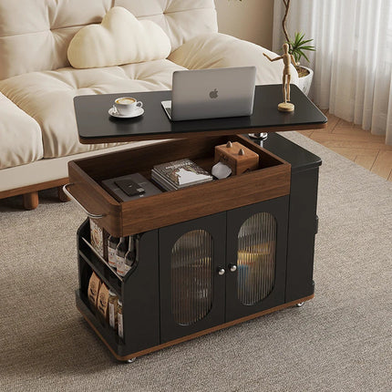 Vintage Style Lift-Top Hidden Storage Coffee Work Table