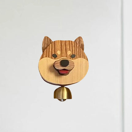 Playful Shiba Dog Face Wooden Doorbell