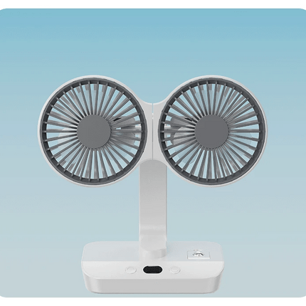 Adjustable Double-Head Portable Table Fan Night Lamp