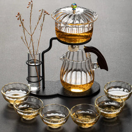 Vintage Pumpkin-Inspired Glass Tea Set