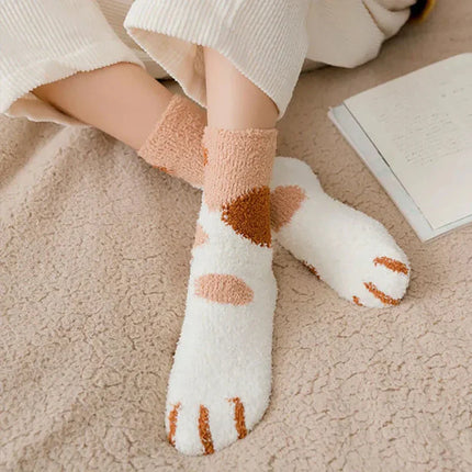 Plush Winter Cute Cat Paws Sock