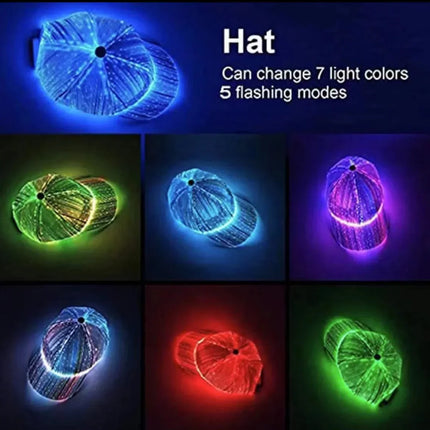 Luminight Rechargeable Fiber Optic Glow Baseball Cap