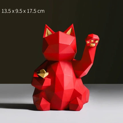 Nordic Minimalism Geometry Lucky Cat Statues