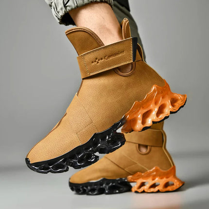 Hybrid Black Orange Ergonomic Adventure Ankle Boots