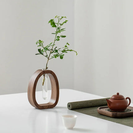 Oval Wood Frame Single Stem Vase