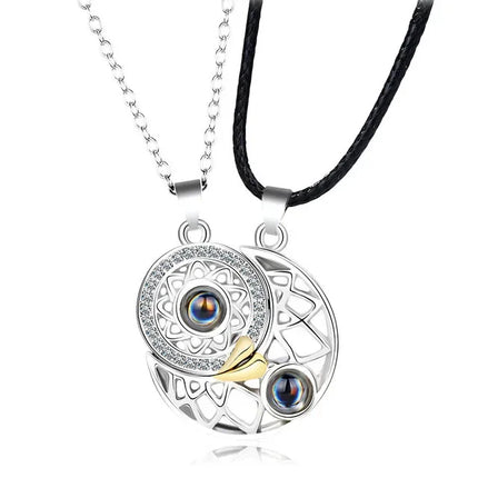 I Love You Magnetic Projection Couple Necklace Set