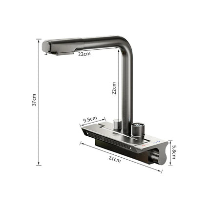 Digital Pull-Down Rain Waterfall Kitchen Faucet
