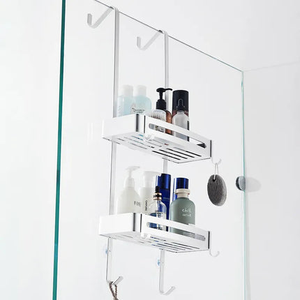 Sleek Shower Nail-Free Dual Layer Organizer Rack