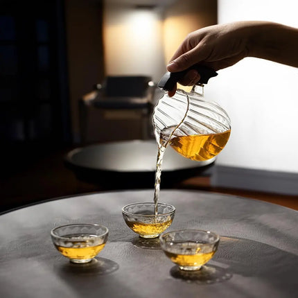 Vintage Pumpkin-Inspired Glass Tea Set