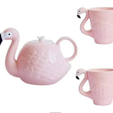 Pink Flamingo Ceramic Tea Set