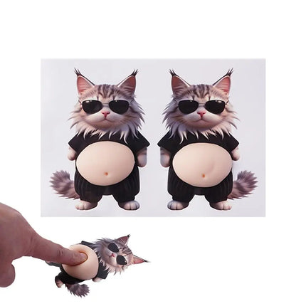 Chubby Cat Belly 3D Door Bumper Sticker