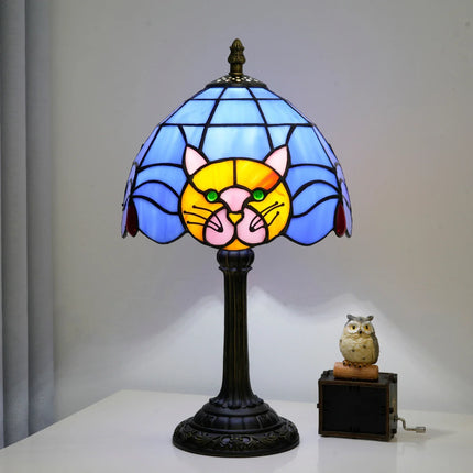 Midnight Cat Stained Glass Table Lamp