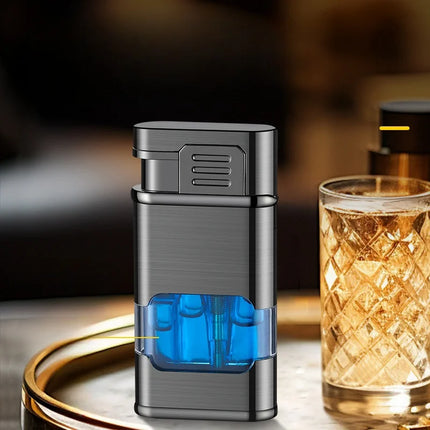 Dual Flame Built-in Watch Butane Gas Lighter