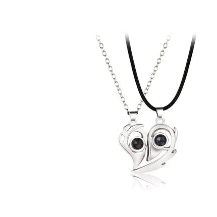 I Love You Magnetic Projection Couple Necklace Set