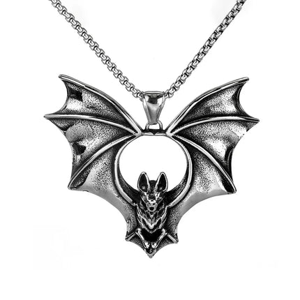 Gothic Night Bat Pendant Necklace