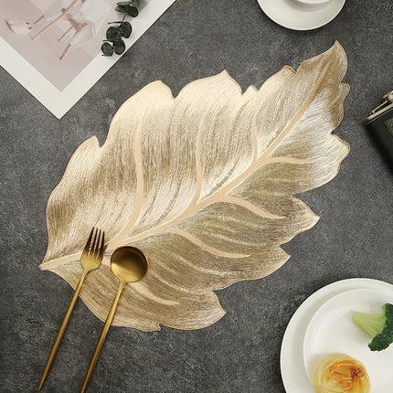 Gold Leaf Shape Decorative Serving Tray